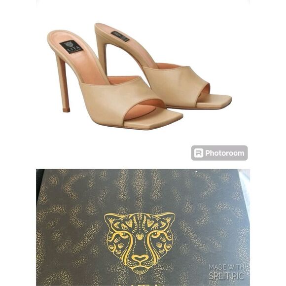 LITA by Ciara Sand Leather Stiletto Slides 41